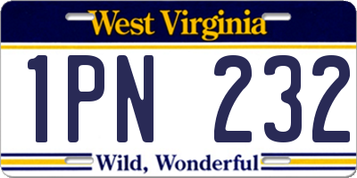 WV license plate 1PN232