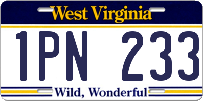 WV license plate 1PN233