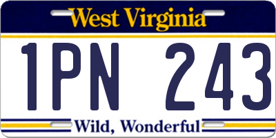 WV license plate 1PN243