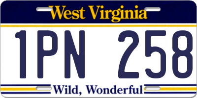 WV license plate 1PN258