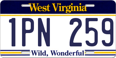 WV license plate 1PN259