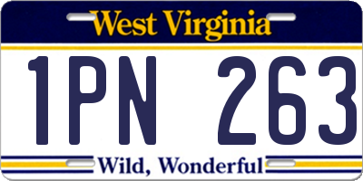 WV license plate 1PN263
