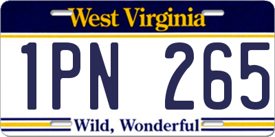 WV license plate 1PN265