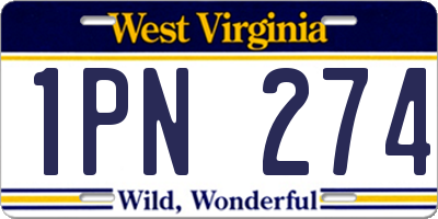 WV license plate 1PN274
