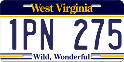 WV license plate 1PN275