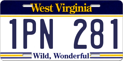 WV license plate 1PN281