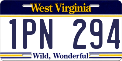 WV license plate 1PN294
