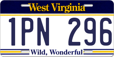 WV license plate 1PN296