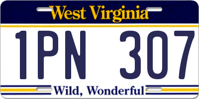 WV license plate 1PN307