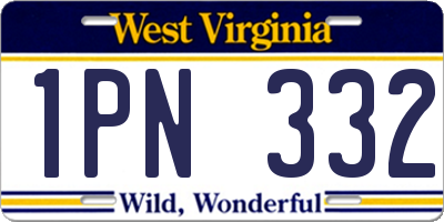 WV license plate 1PN332