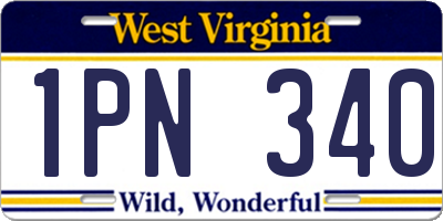 WV license plate 1PN340