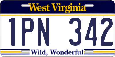WV license plate 1PN342