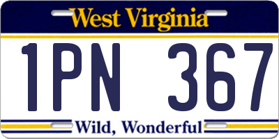WV license plate 1PN367