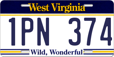 WV license plate 1PN374