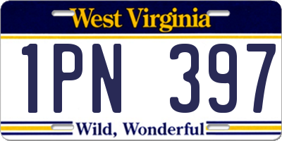 WV license plate 1PN397