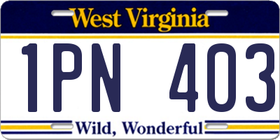 WV license plate 1PN403