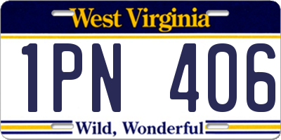 WV license plate 1PN406