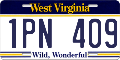 WV license plate 1PN409