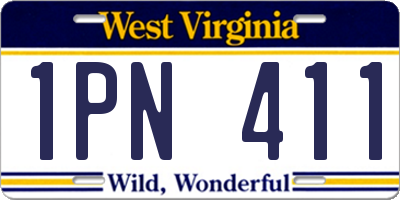 WV license plate 1PN411