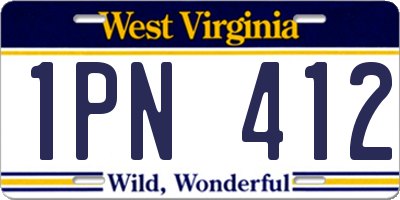 WV license plate 1PN412
