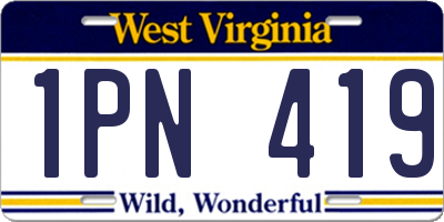 WV license plate 1PN419