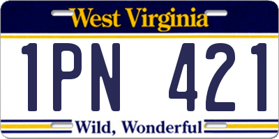 WV license plate 1PN421
