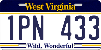 WV license plate 1PN433