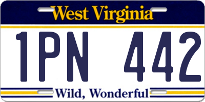 WV license plate 1PN442