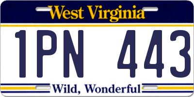 WV license plate 1PN443