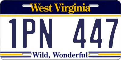 WV license plate 1PN447