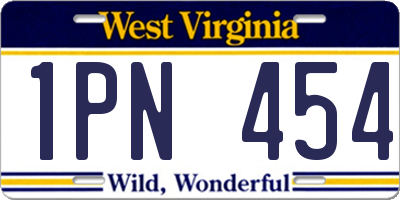 WV license plate 1PN454