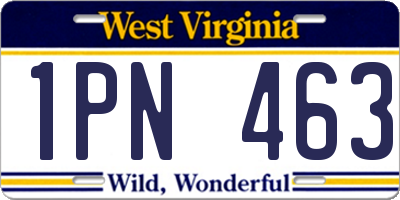 WV license plate 1PN463