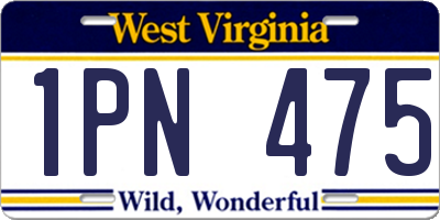 WV license plate 1PN475