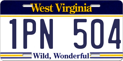 WV license plate 1PN504