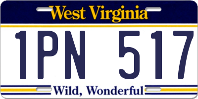 WV license plate 1PN517