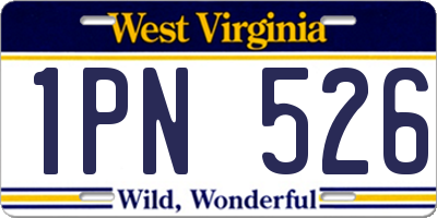 WV license plate 1PN526