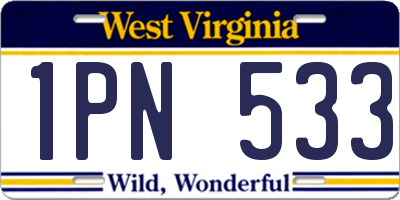 WV license plate 1PN533