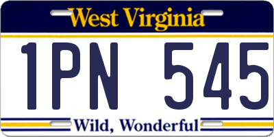 WV license plate 1PN545