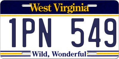 WV license plate 1PN549