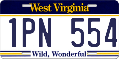 WV license plate 1PN554