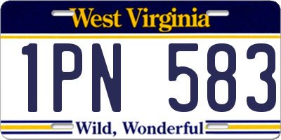 WV license plate 1PN583