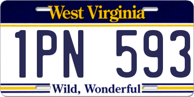 WV license plate 1PN593