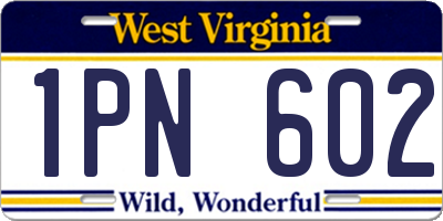 WV license plate 1PN602