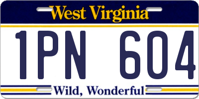 WV license plate 1PN604