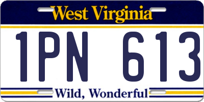 WV license plate 1PN613