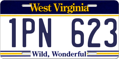 WV license plate 1PN623