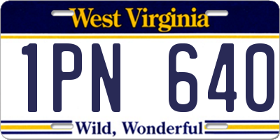 WV license plate 1PN640