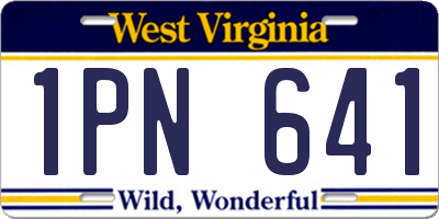 WV license plate 1PN641