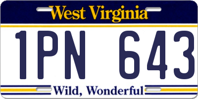 WV license plate 1PN643