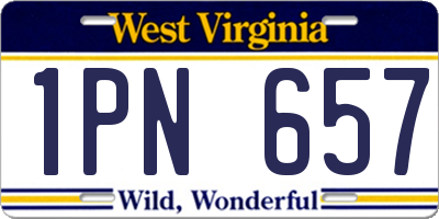 WV license plate 1PN657